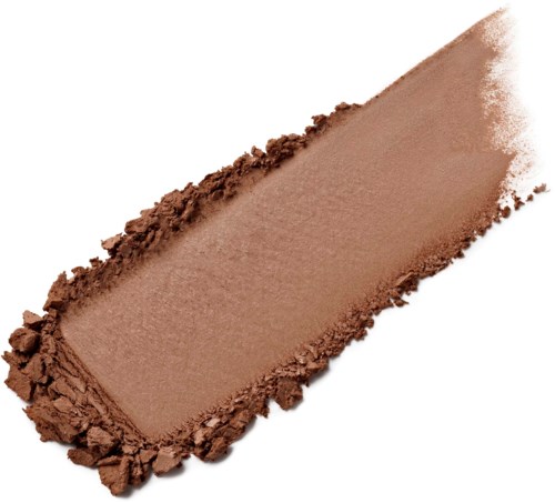 Swatch van bruine oogschaduw met gekrulde randen en glad midden.