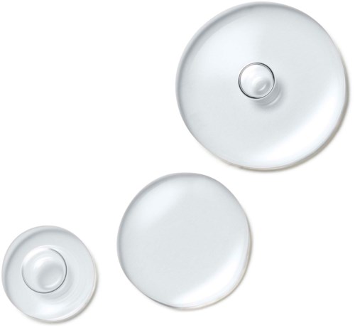 Three white circular cosmetic jars with removable lids, arranged on a white background.