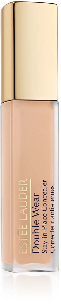Butelka korektora Estée Lauder Double Wear z złotą nakrętką i beżową etykietą. Produkt służy do ukrywania niedoskonałości.