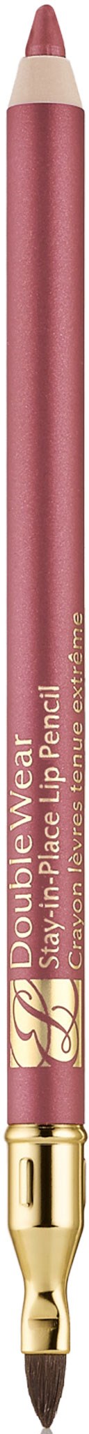 En rosa eyelinerpenn med gullhals og tekst, merket 'Double Wear Stay-in-Place Lip Pencil'.