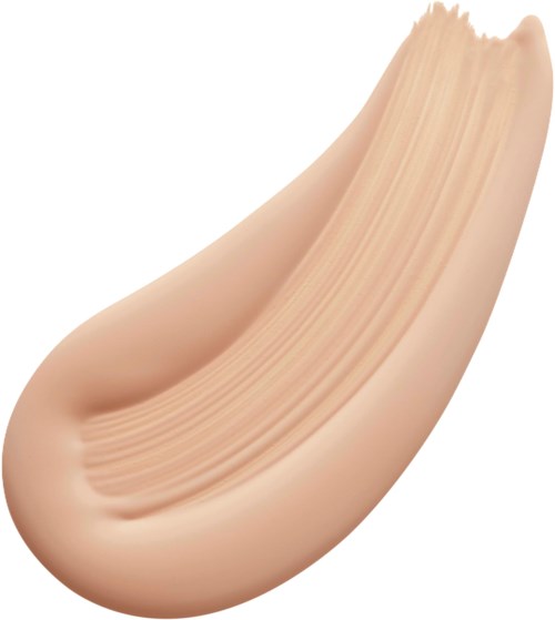 En slät, kurvad streck av beige eller ljusrosa makeup med en glänsande, krämig textur.