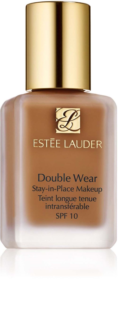 Estée Lauder foundationflaska med guldkork, beige färg, Double Wear-etikett, SPF 10.