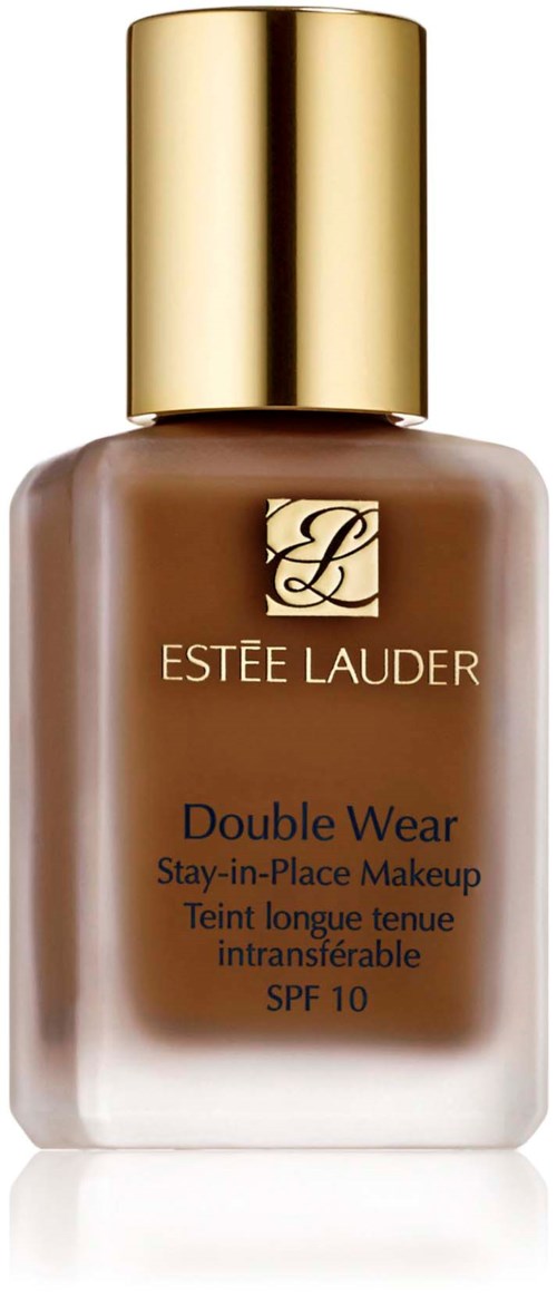 En brun makeupflaska med guldlock, märkt Estée Lauder Double Wear, SPF 10.