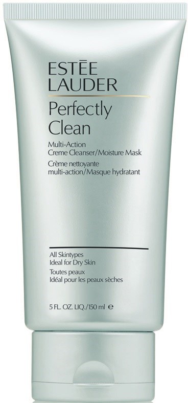 Biała tubka Estée Lauder Perfectly Clean Multi-Action Moisture Mask dla suchej skóry, 5 fl oz.