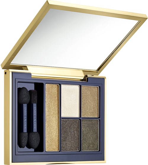 This is a makeup palette with six glittery and matte eye shadow shades and two small applicator brushes.