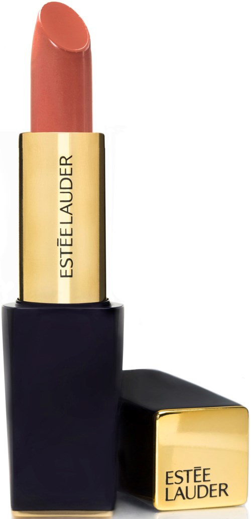 Lippenstift mit schwarzen und goldenen Verpackung, gold gekennzeichnet 'Estée Lauder', und rosa Lippenstiftspitze.