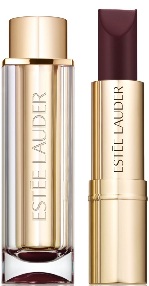 Två guld- och bruna Estée Lauder sminkprodukter, en med lock, visas bredvid varandra.
