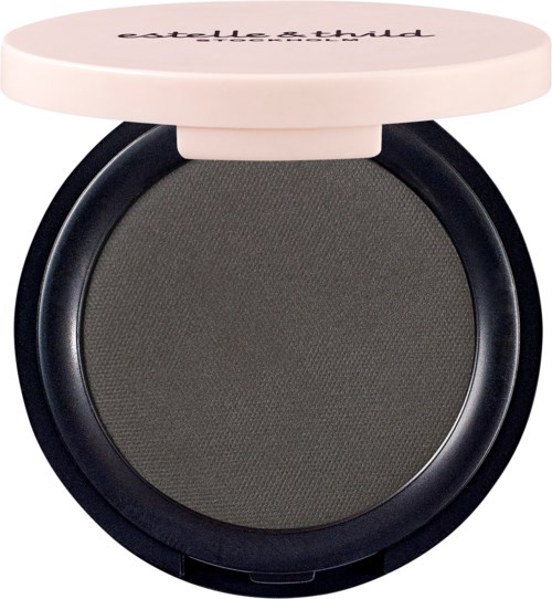 En liten make-up spegel med svart bas och ljusrosa lock, delvis öppen, visar reflekterande glas.