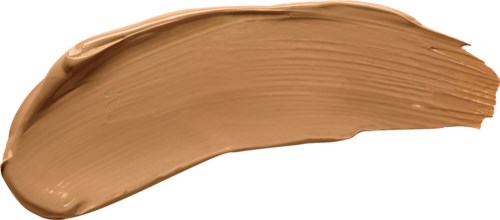 En strimning av beige eller foundationmakeup med slät, krämig textur och något kurvad form.
