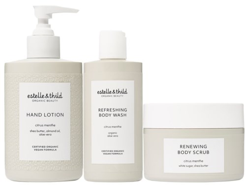 Estelle&Thild Organic Beauty Citrus Menthe Hand Lotion 250 ml & Refreshing Body Wash 200 ml & Renewing Body Scrub 200 ml