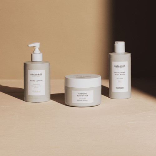Estelle & Thild Citrus Menthe Hand Lotion 250 ml & Refreshing Body Wash 200 ml & Renewing Body Scrub 200 ml