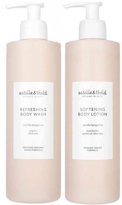 Estelle&Thild Organic Beauty Vanilla Tangerine Refreshing Body Wash 400 ml & Softening Body Lotion 400 ml
