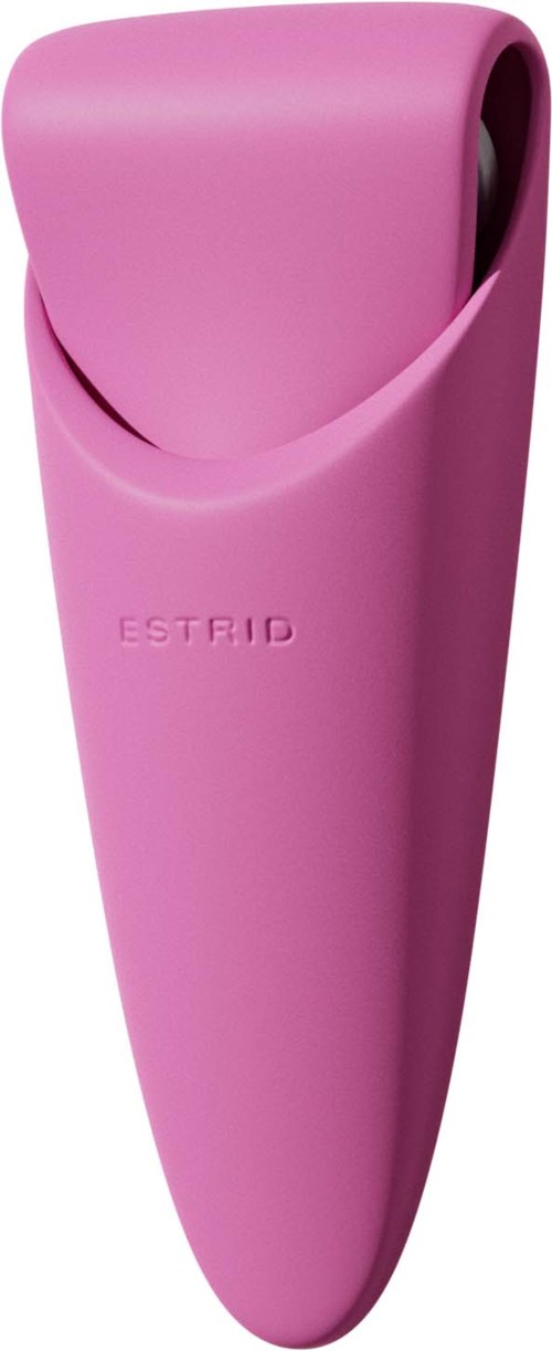 En rosa personlig plejeenhed med glat, buet design og mærket 'Estrid'.