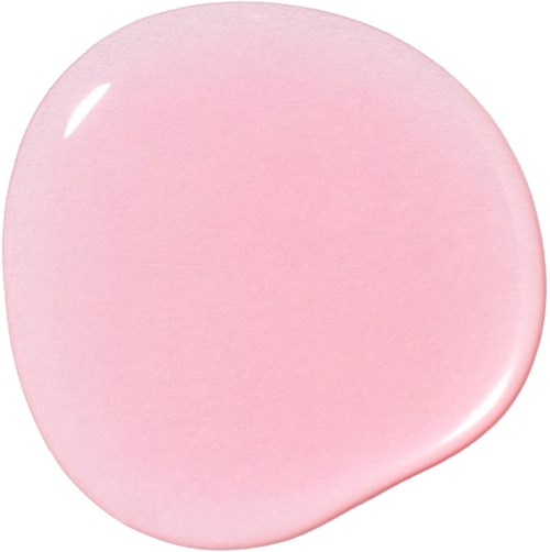 En glatt, rosa, rund gelé eller prøve med skinnende overflate.