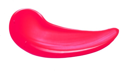 En lys rosa lampe formet som en banan med glatt, skinnende overflate.