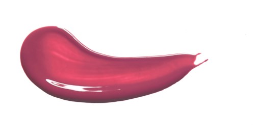 En rosaaktig, kurvet strøk av maling eller pigment på hvit bakgrunn.