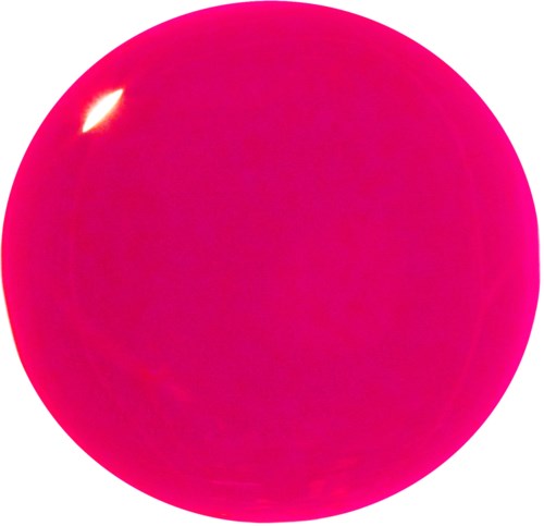 En stor, lys rosa sfære med en skinnende overflate som reflekterer lys.