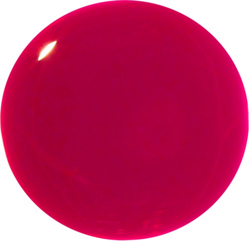 En skinnende rosa ball med en tydelig refleks i øvre venstre hjørne.