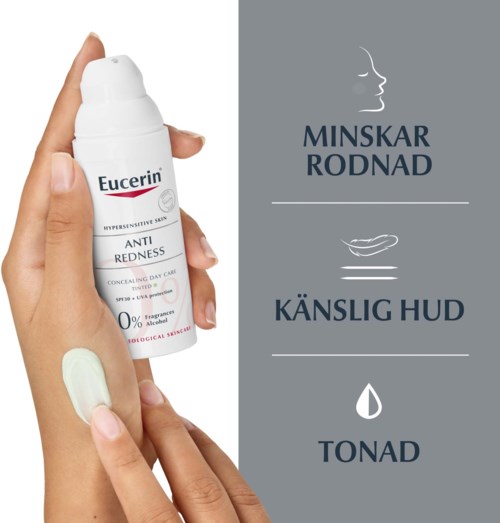 Eucerin Anti-Rötung Creme reduziert Rötung, beruhigt empfindliche Haut und verbessert den Hautton.