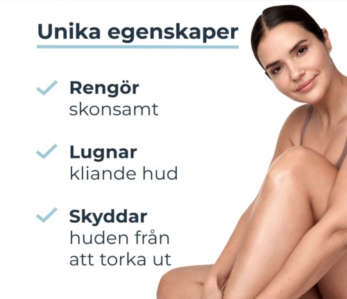 Bilder listas unika hudegenskaper: varsam rengöring, lugnande och skydd mot uttorkning.
