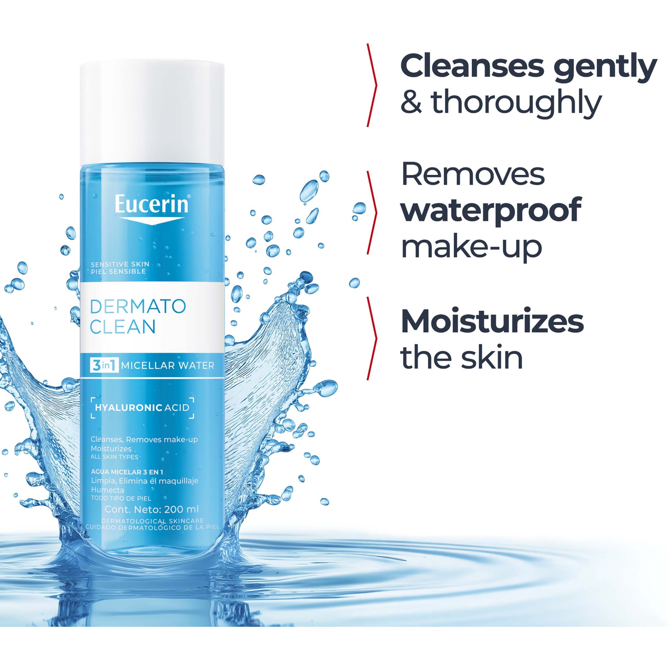 Eucerin Eucerin Dermatoclean 3 In 1 Micellar Water - woda micelarna (obrázok 3)