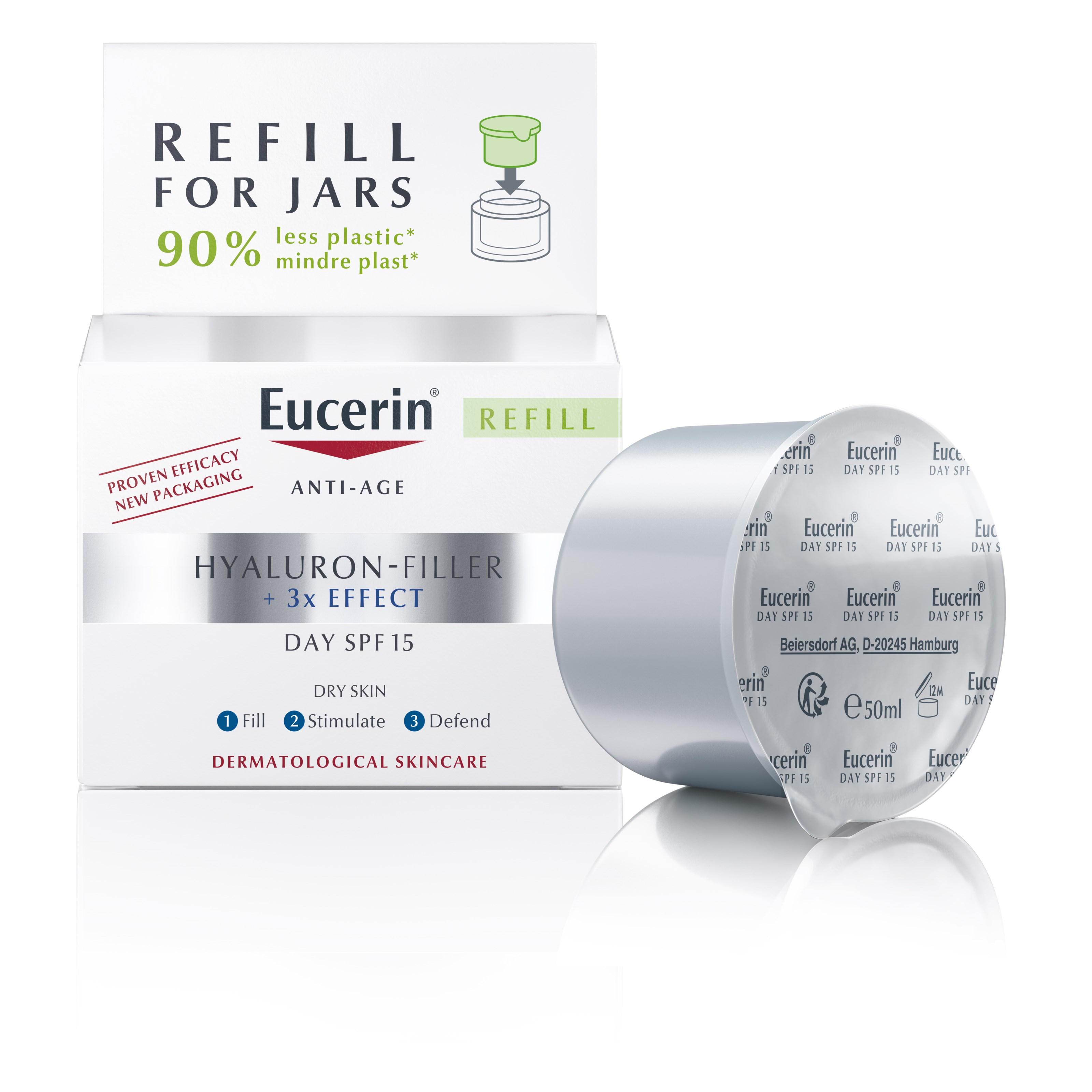 Eucerin Hyaluron-Filler 3x Effect Day Dry Skin SPF 15 Refill 50 ml billede