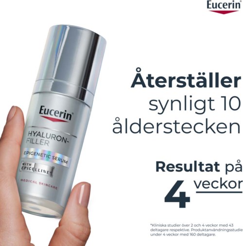 Eucerin Hyaluron-Filler z Epidetic Serum wspomaga odnowę skóry, widocznie po 10 latach, w cztery tygodnie.