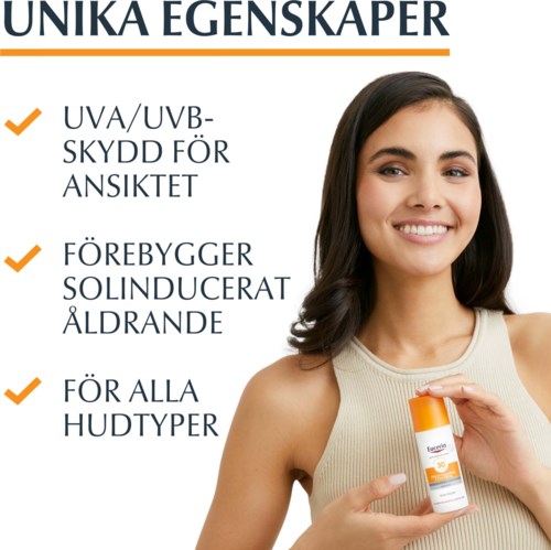 Text über Hautschutz und Sonnenschutz, mit einer Frau, die Sonnencreme hält.