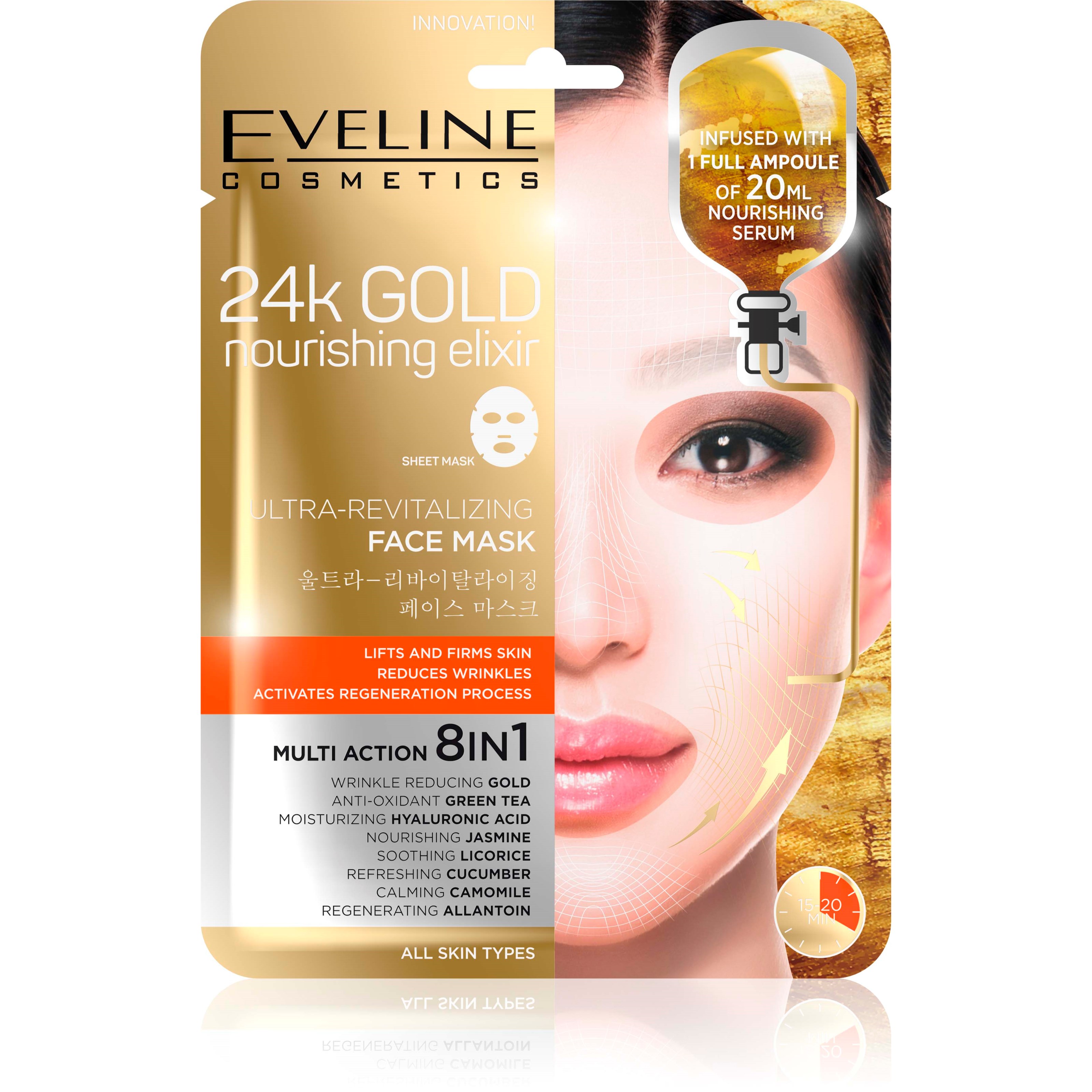 Bilde av Eveline Cosmetics 24k Gold Ultra-revitalizing Face Sheet Mask