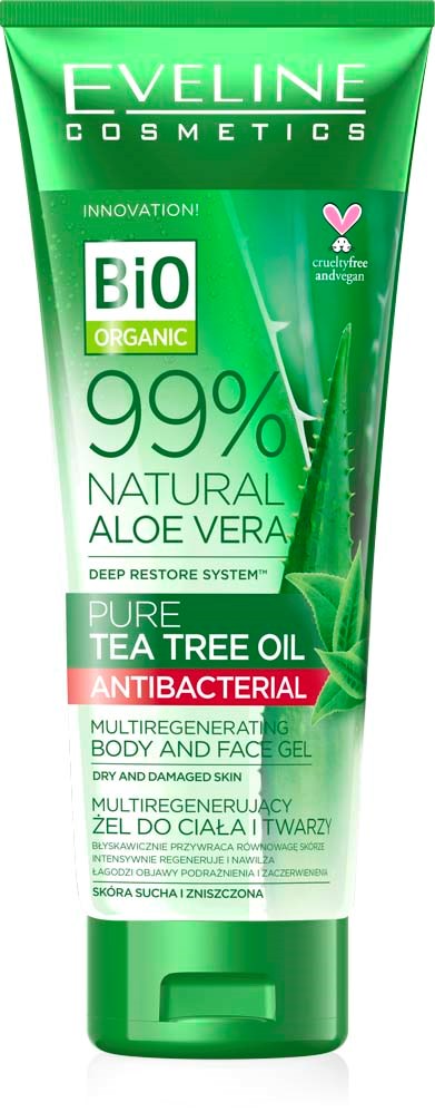 Eveline Cosmetics 99% Natural Aloe Vera Tea Tree Oil Body&Face Gel  250 ml