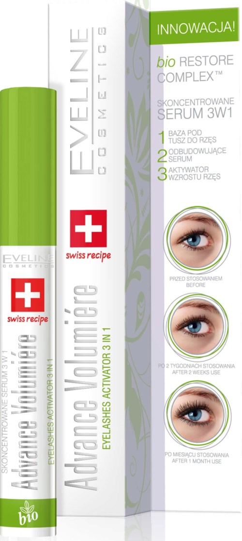 Eveline Cosmetics Advance Volumiere Skoncentrowane serum do rzęs odżywiająco-stymulujące wzrost rzęs 3w1 10 ml
