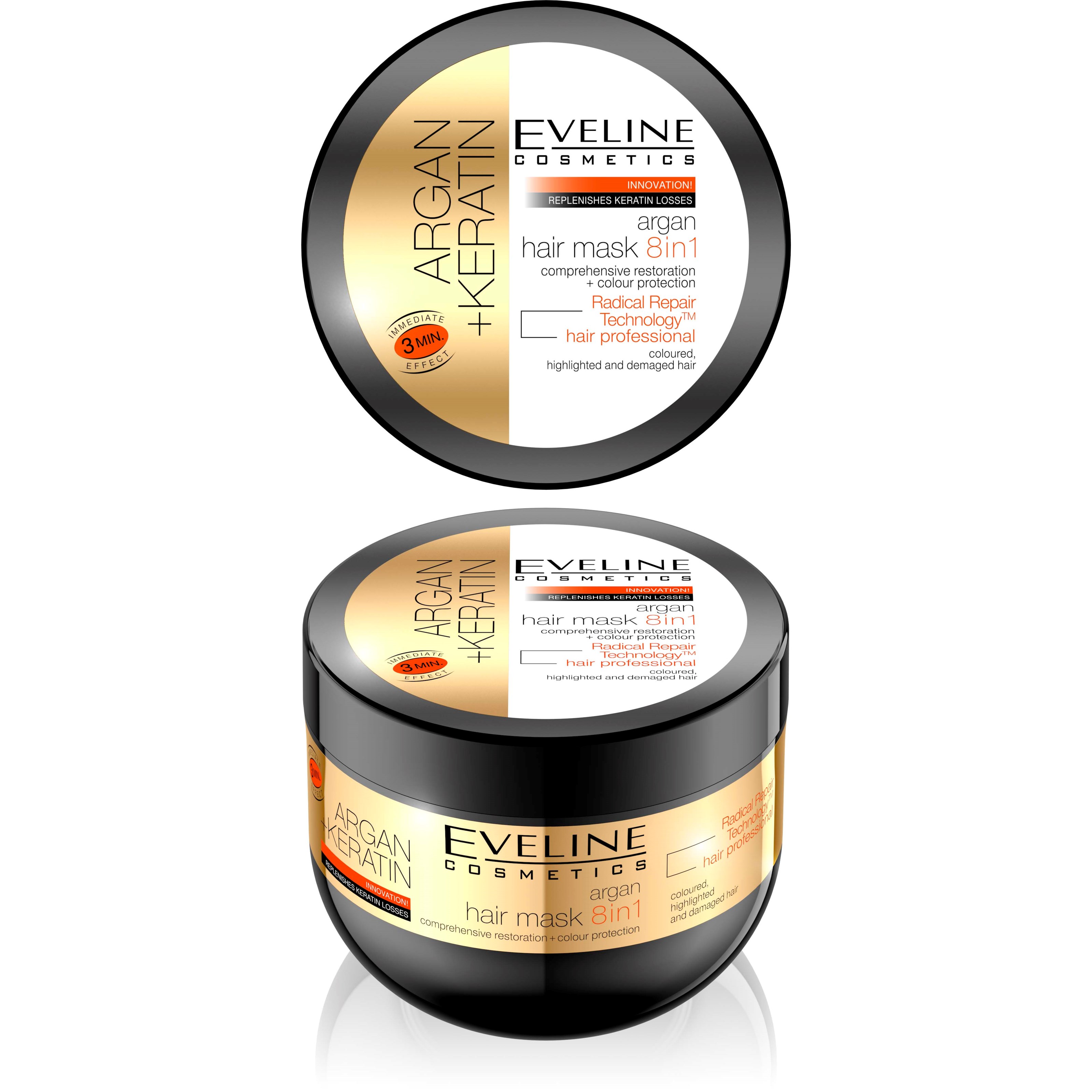 Läs mer om Eveline Cosmetics Argan + Keratin Argan Hair Mask 8in1 300 ml