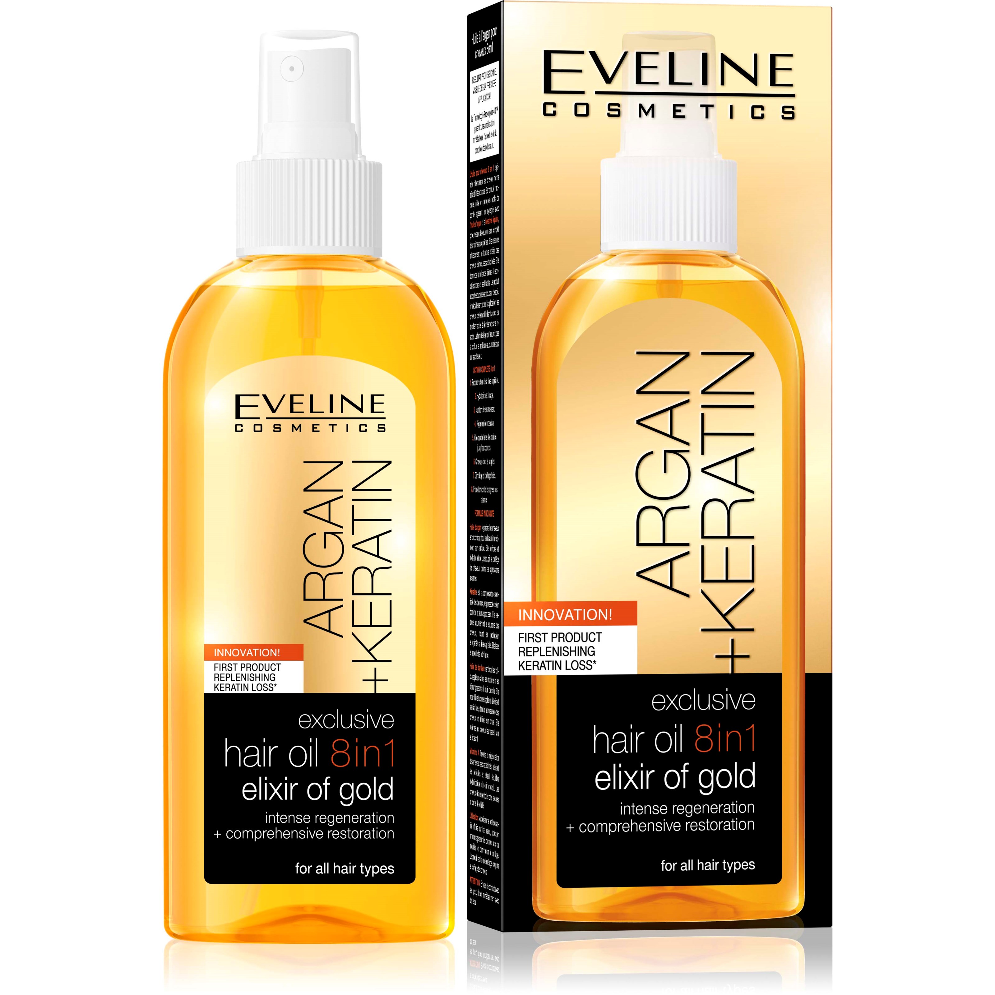 Läs mer om Eveline Cosmetics Argan + Keratin Exclusive Hair Oil 8in1 Elixir Of Go