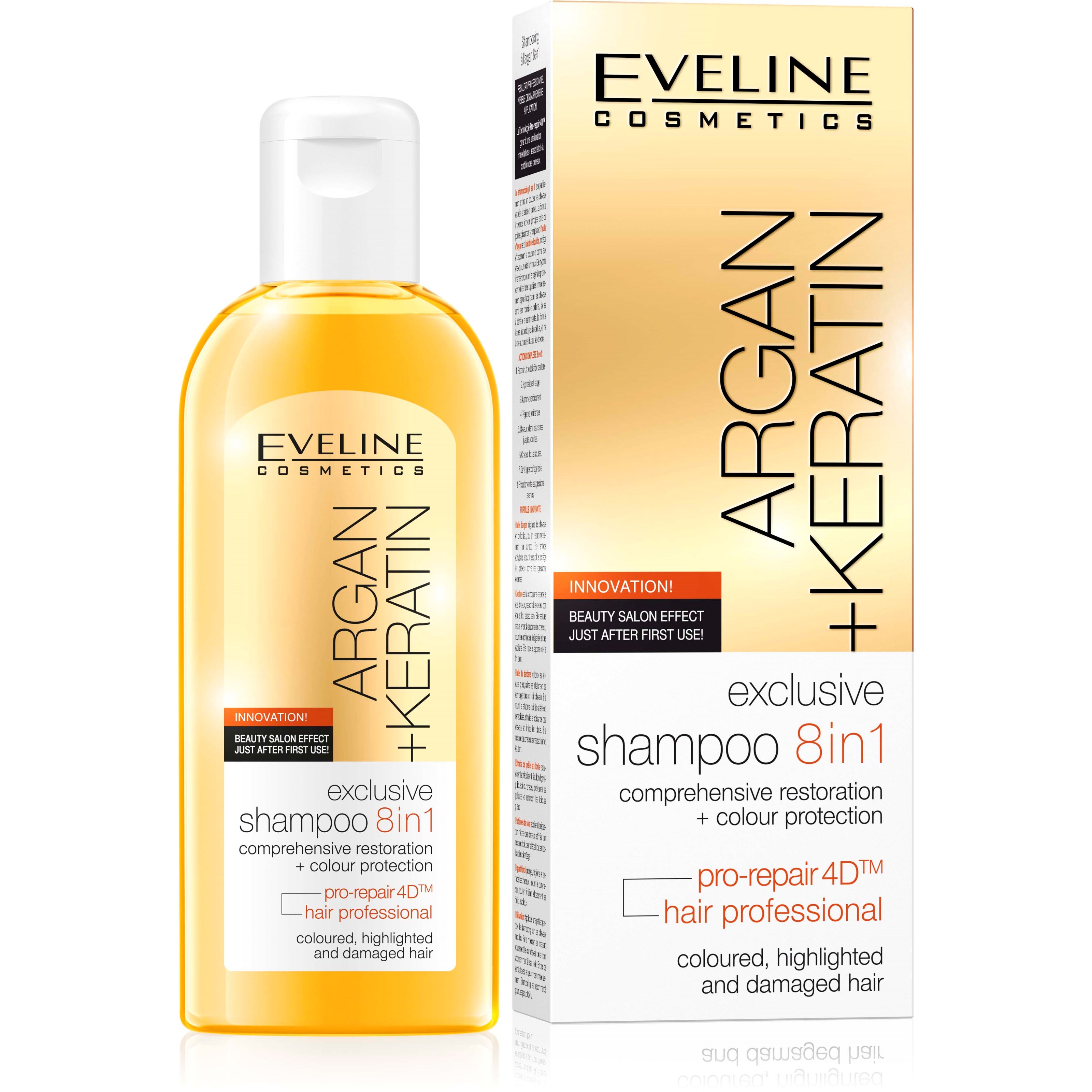 Läs mer om Eveline Cosmetics Argan + Keratin Exclusive Shampoo 8in1 150 ml