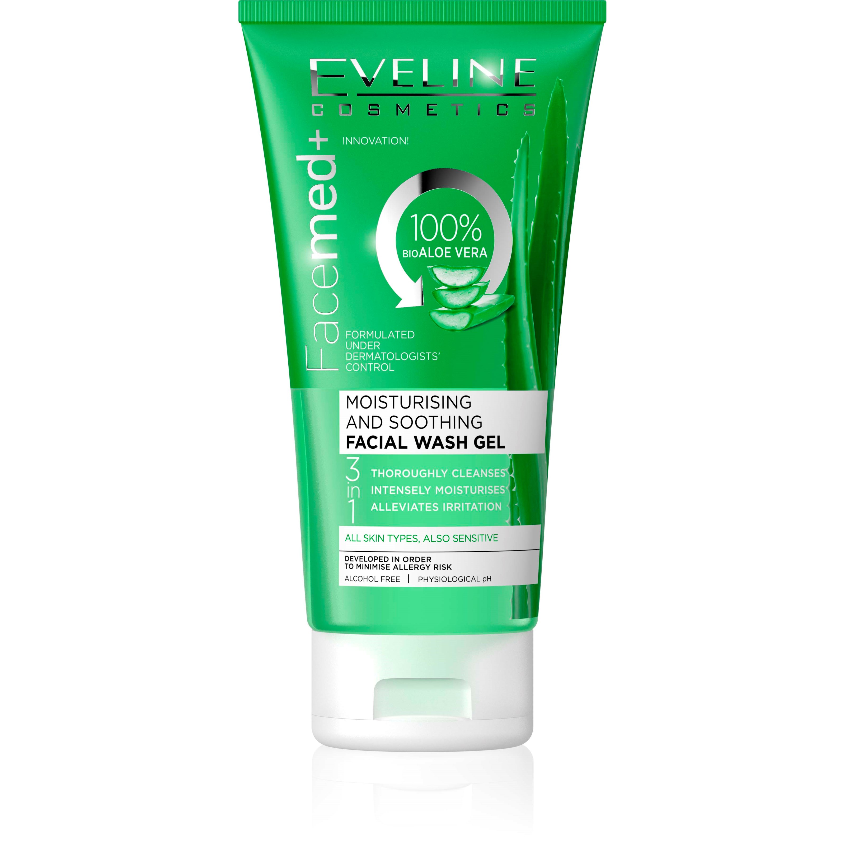 Läs mer om Eveline Cosmetics Facemed+ Moist. And Soot. Facial Wash Gel With Aloe