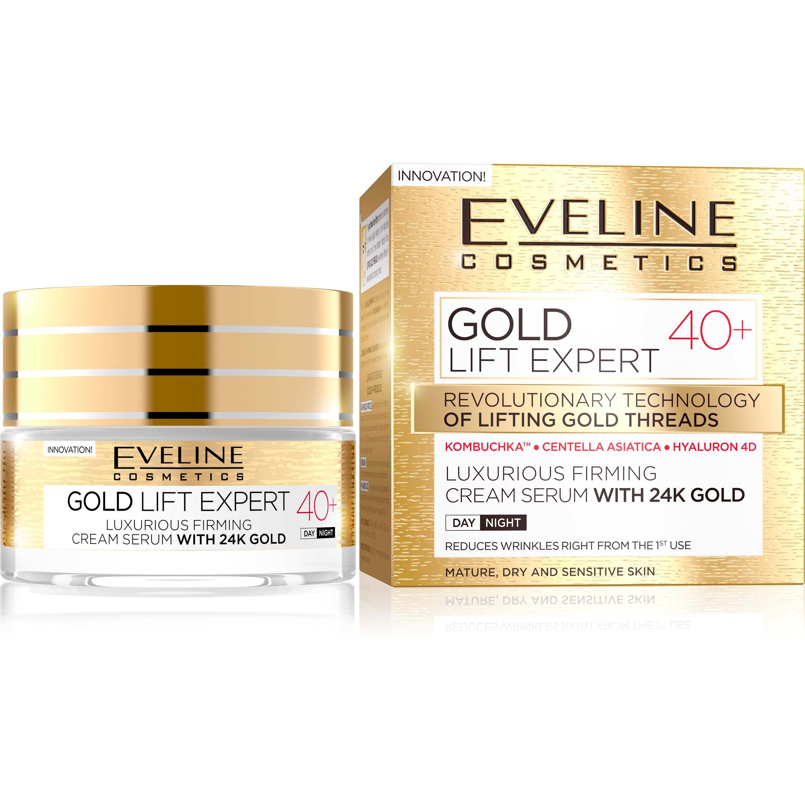 Läs mer om Eveline Cosmetics Gold Lift Expert Day And Night Cream 40+ 50 ml