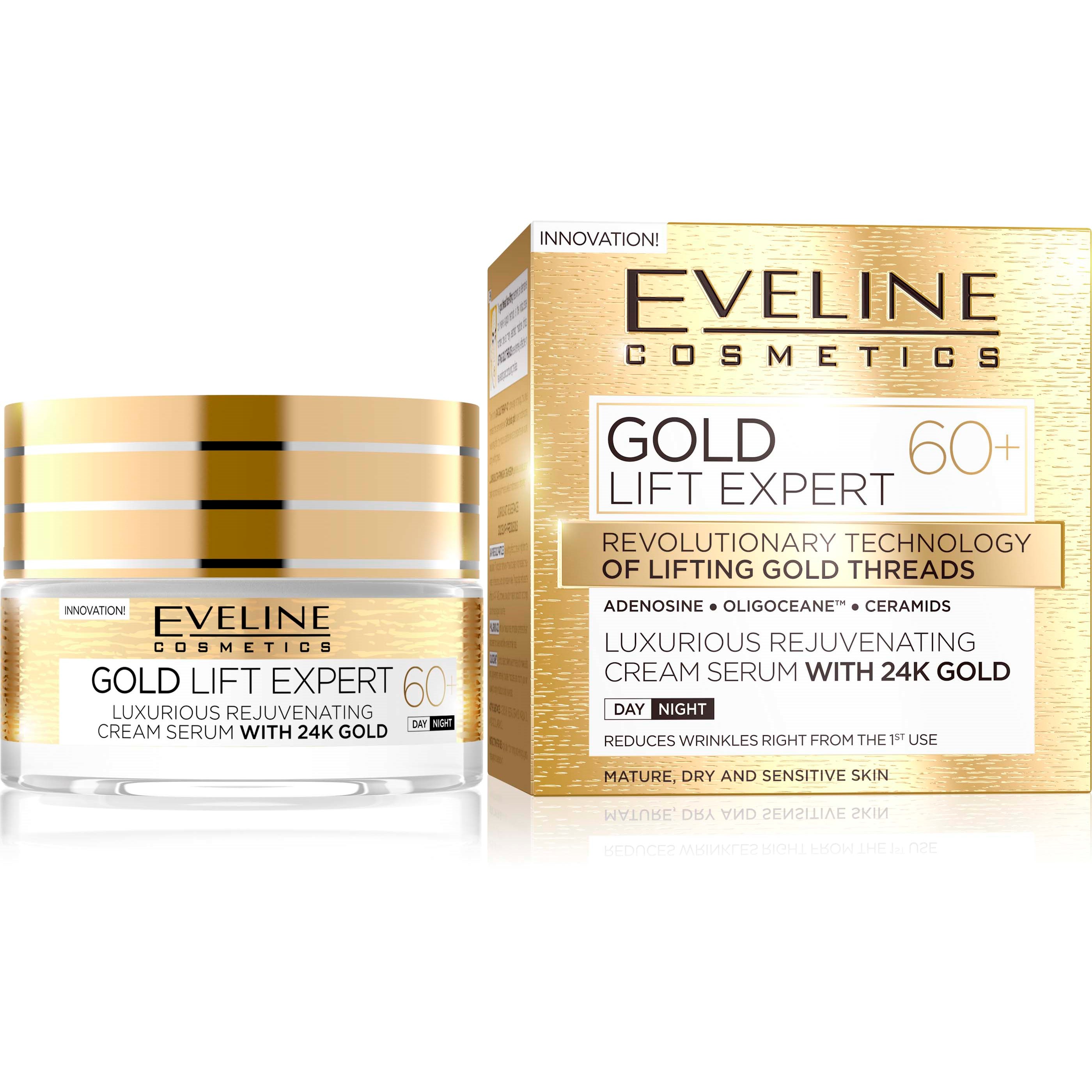 Läs mer om Eveline Cosmetics Gold Lift Expert Day And Night Cream 60+ 50 ml