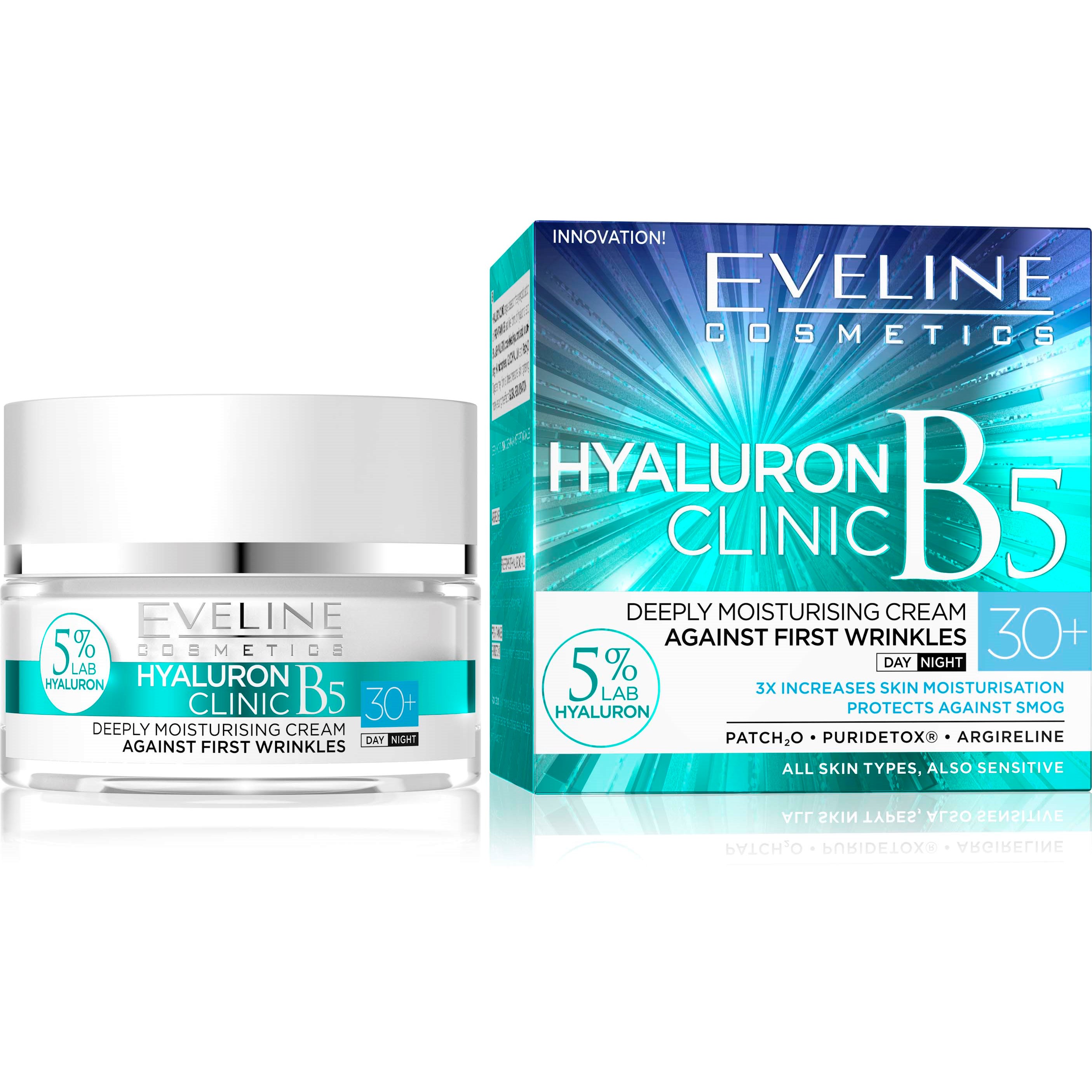 Läs mer om Eveline Cosmetics Hyaluron Clinic Day And Night Cream 30+ 50 ml