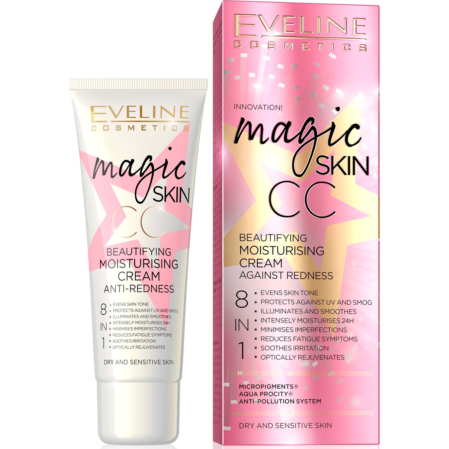 Läs mer om Eveline Cosmetics Magic Skin Cc Moisturising Cream Anti-Redness 8in1