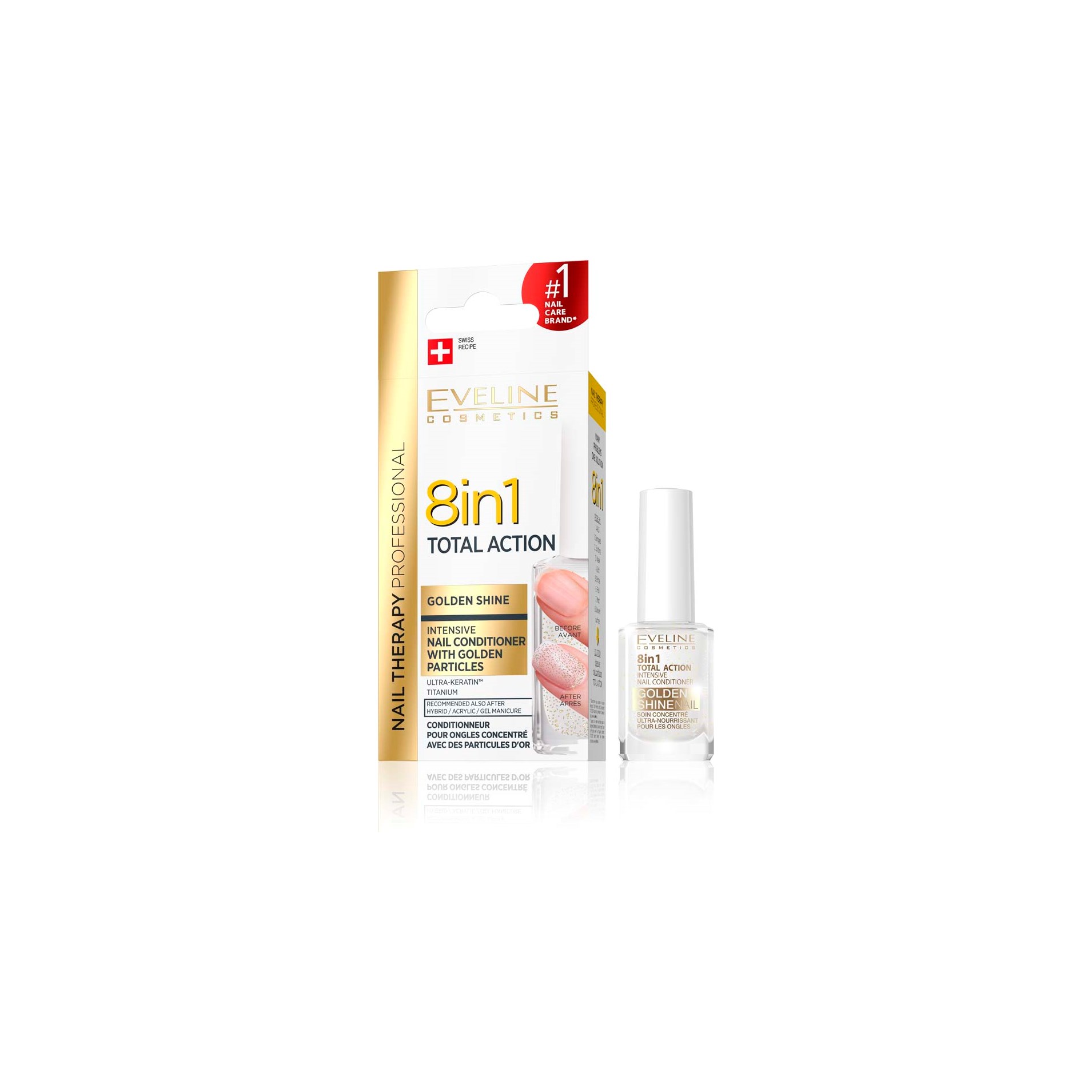 Läs mer om Eveline Cosmetics Nail Therapy Conditioner 8 In 1 Golden Shine 12 ml