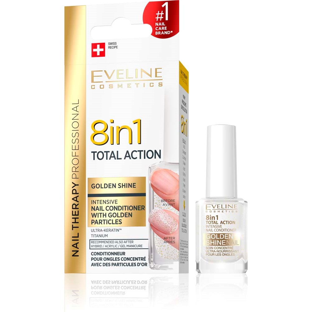 Bilde av Eveline Cosmetics Nail Therapy Conditioner 8 In 1 Golden Shine 12 Ml