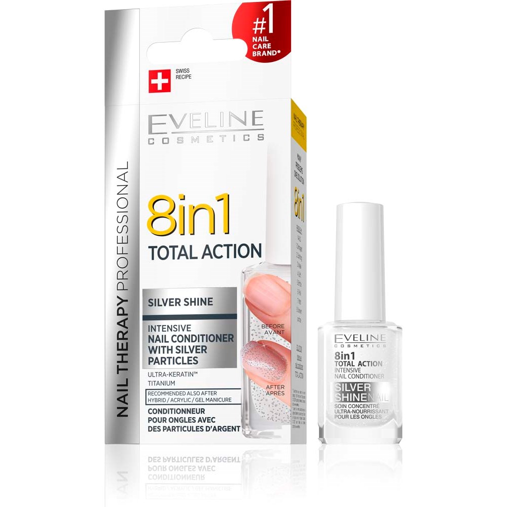 Bilde av Eveline Cosmetics Nail Therapy Conditioner 8 In 1 Silver Shine 12 Ml