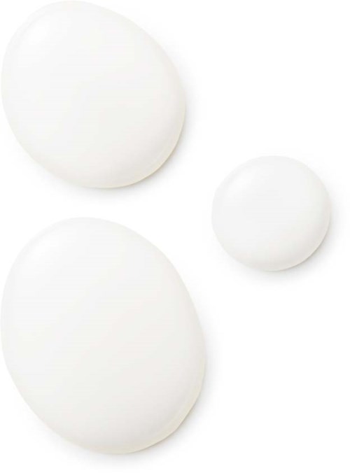 Three smooth white eggs of different sizes are placed on a white background.