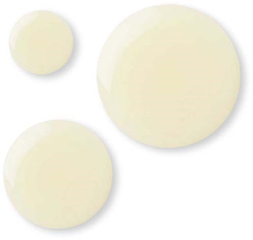 Three white round tablets of different sizes on a white background.