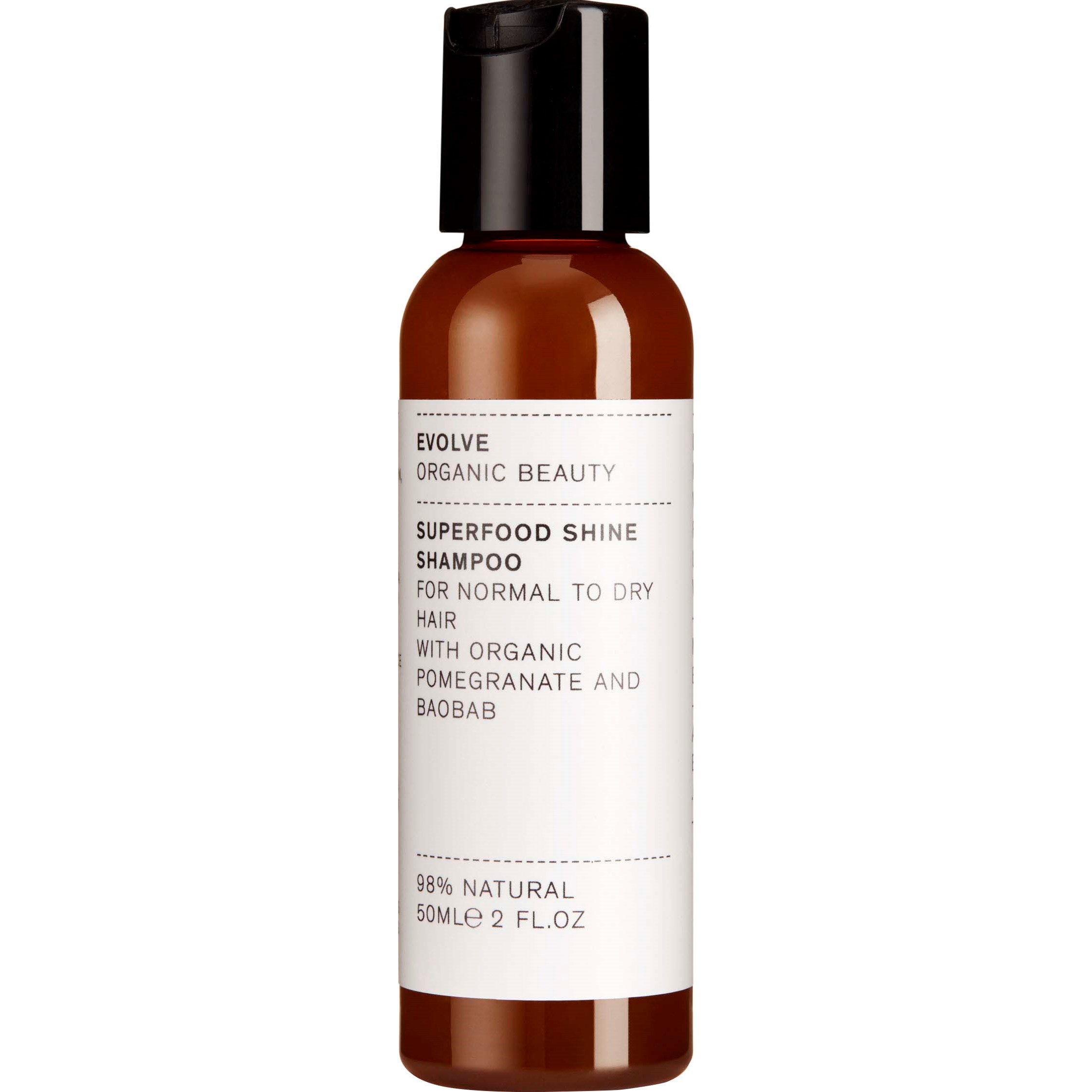 Evolve Organic Beauty Superfood Shine Shampoo, 50 ml.