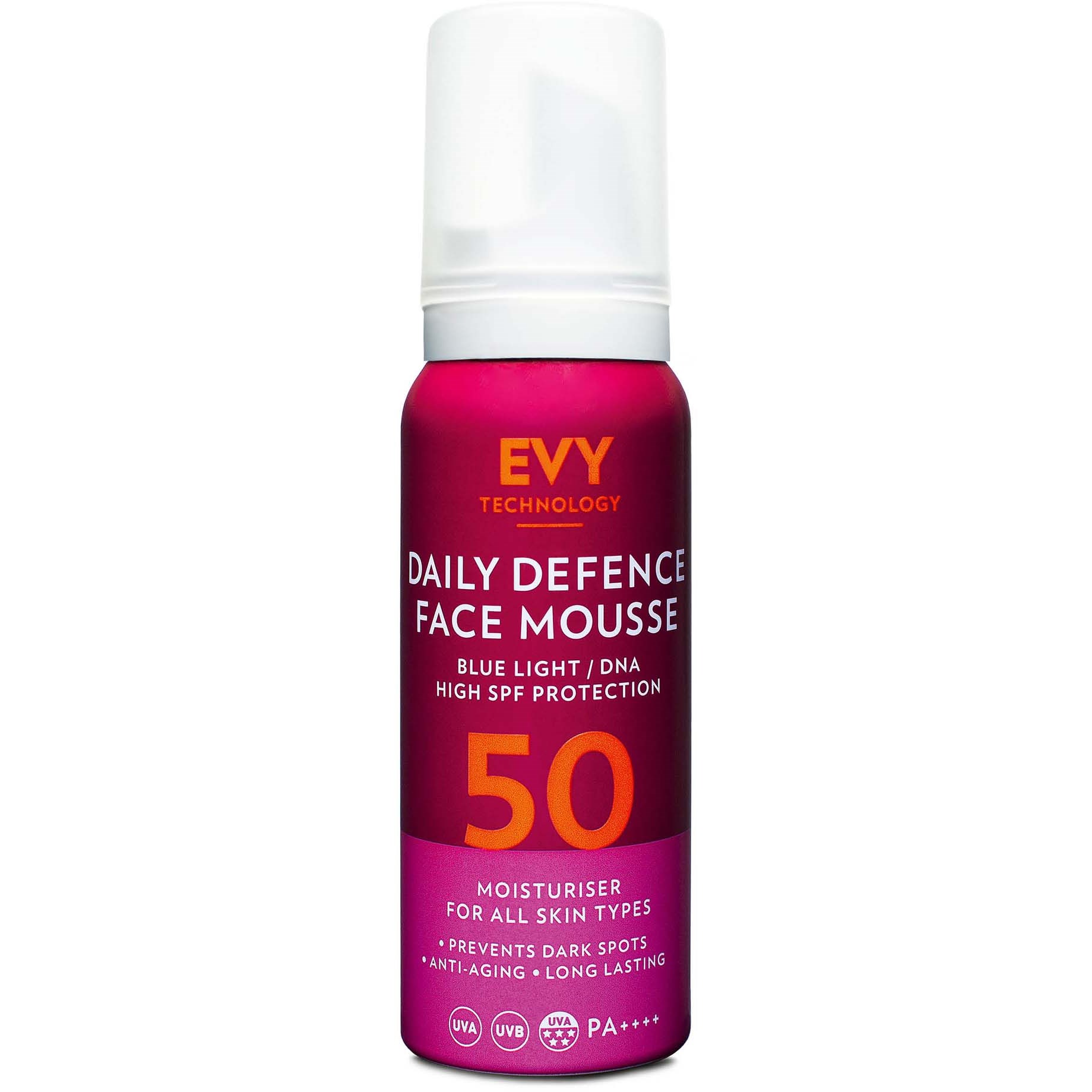 EVY Daily Defense Skin Cancer Awareness Face Mousse SPF 50 75 ml