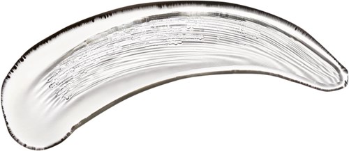 Ein klarer, gebogener Glasgegenstand mit strukturierten Linien und glattem Rand, geformt wie eine Mondsichel.