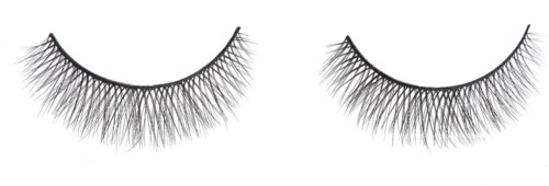 A pair of black and white illustration of closed eyelash makeup with long, curved eyelashes.