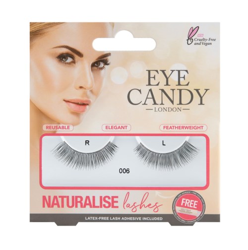 False eyelashes in a box labeled 'Naturalise lashes' with a woman's face on the package.