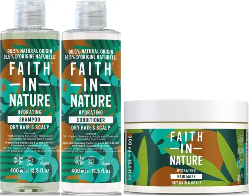 Faith in Nature Bundle Coconut Shampoo 400 ml & Conditioner 400 ml & Hair Mask 300 ml